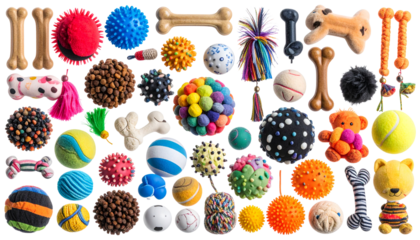 Isolated Dog and Cat Toy Set  Variety of Shapes and Textures, Transparent PNG