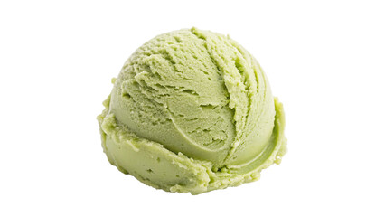 matcha ice cream scoop isolated on transparent background