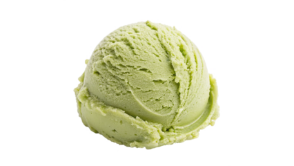 matcha ice cream scoop isolated on transparent background