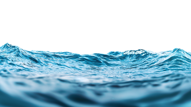 Clear ocean surface with small waves on transparent background PNG