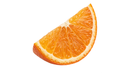 Close-Up of a Single Orange Slice on transparent background