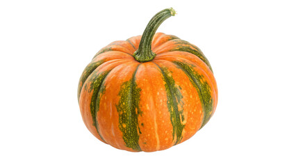 Orange and Green Pumpkin Isolated on transparent background for seasonal or agricultural themes.