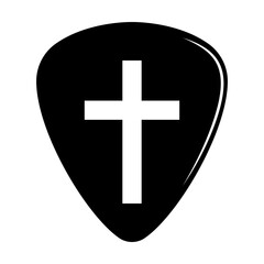Guitar pick with christian cross svg cut file. Isolated vector illustration.