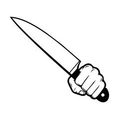 Hand holds cook knife svg cut file. Isolated vector illustration.