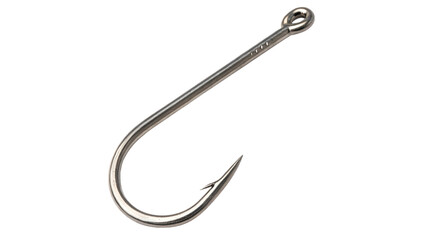 Close-Up of a Steel Fishing Hook Isolated  on transparent background