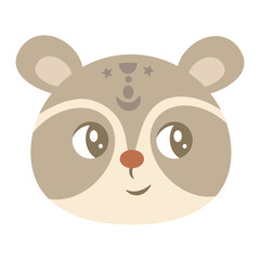 Cute animal faces clipart. cartoon flat style. Vector illustration
