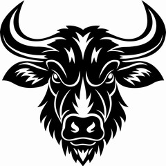 Fototapeta premium Fierce Bull Head Tattoo Design – Tribal Animal Vector Art for Bold Statements