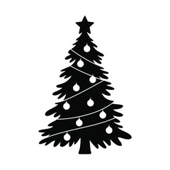 Obraz premium Decorated Christmas tree silhouette ornaments star