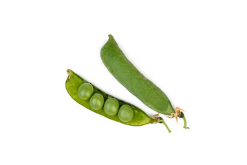 green peas isolated on white background.