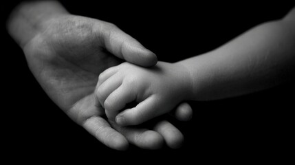 Two hands clasped together, a grayscale image of tenderness