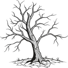 Elegant tree silhouette vector with deep roots, a versatile illustration for nature and seasonal designs