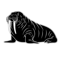 Walrus Black SVG Vector Outline