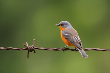 Bird on Rusted Wire – AI Generated
