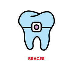 Braces icon, dental care, vector illustration, filled style, best used for web