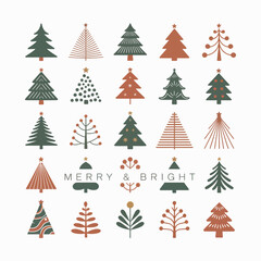 Obraz premium Festive trees and holiday greeting christmas trees