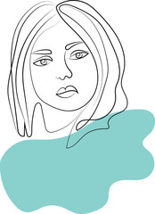 A beautiful woman's face with long, flowing hair is depicted in a stylish vector illustration, showcasing her glamour and unique fashion