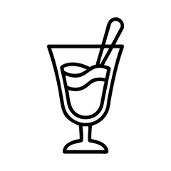 Absinthe glass with spoon in minimalist line art style  