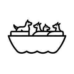 Dogs on an ark sailing in water, concept of icon on transparent background  
