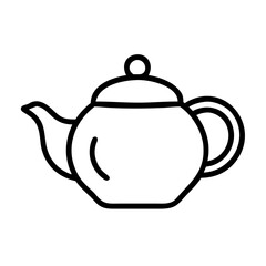 Outline of a yixing teapot in minimalist style on a transparent background  