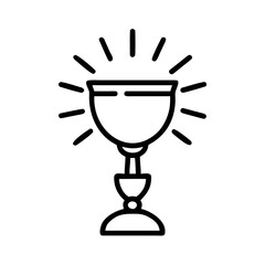 Chalice with rays in minimalist line art style on transparent background  
