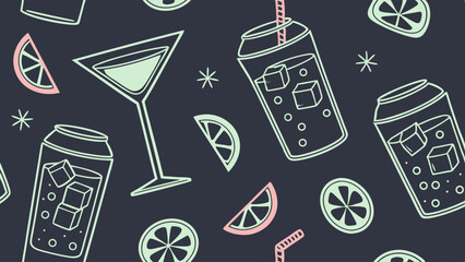 seamless pattern with cocktails