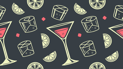 seamless pattern with cocktails