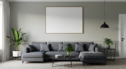 modern interior design with a frame mockup