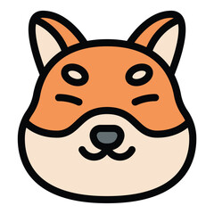 Shiba Inu icon flat line style illustration representing the Shiba Inu dog breed, suitable for pet care services, animal-themed content, and dog breeding promotions