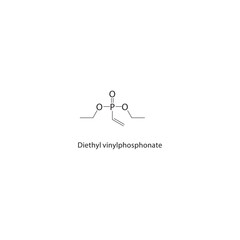 Diethyl vinylphosphonate skeletal structure. Phosphonate Ester compound schematic illustration. Simple diagram, chemical formula.
