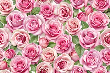 Naklejka premium Bunch of pink roses are arranged in a pattern
