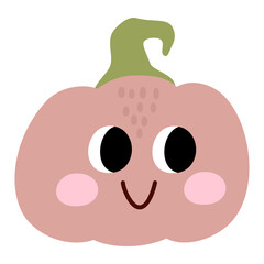 Fototapeta premium Happy halloween party invitation card with spooky pumpkin, cute . A set of scary items for celebrating Halloween. Halloween clipart with ghost, pumpkin