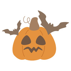 A set of scary items for celebrating Halloween.  Halloween clipart with ghost, pumpkin Happy halloween party invitation card with spooky pumpkin, cute