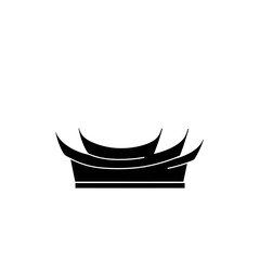 Minimalist vector illustration of a stylized black crown with sharp points, isolated on a white background, perfect for logos, icons, or graphic design projects.