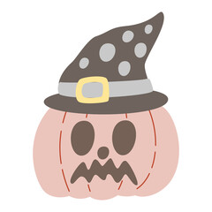 A set of scary items for celebrating Halloween.  Halloween clipart with ghost, pumpkin Happy halloween party invitation card with spooky pumpkin, cute