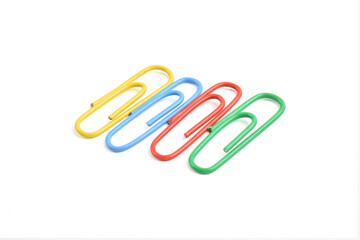 Colorful paper clips isolated on white background