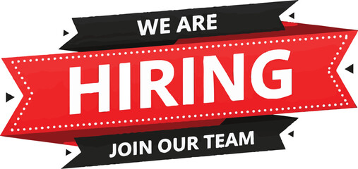 Vector art of we are hiring join our team red and black banner
