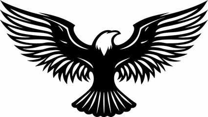 Eagle Wings Spread Silhouette Clipart – Bold Flying Bird Vector Design