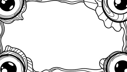 Halloween frame with scary eyes – Cute coloring book design for kids