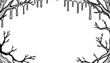 Abstract Halloween frame with dripping blood – Coloring book illustration, spooky fun