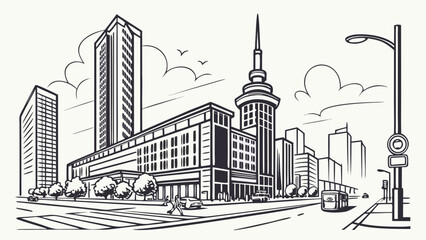Obraz premium city sketch vector illustration