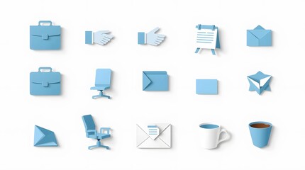 Office supplies and business icons vector illustration for website and graphic design