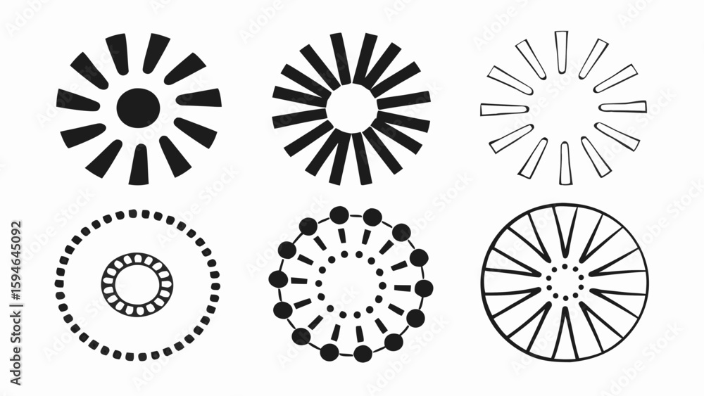 Poster different shapes of circles for loading icon vector