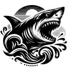 Aggressive Shark With Open Mouth and Sharp Teeth.