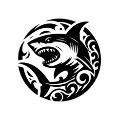 Fierce Tribal Shark Tattoo Design.