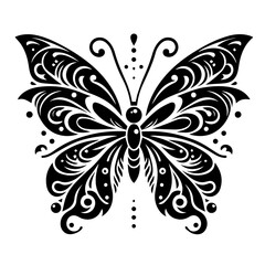 Ornate Black Butterfly Tribal Design.