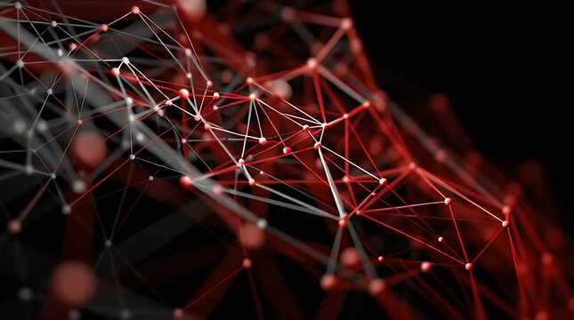 Abstract Red And Gray Network Connections On A Dark Background - Powered by Adobe