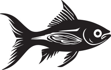 Flat vector fish in black