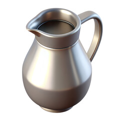 A shiny, silver pitcher with elegant curves is displayed against a transparent background, its metallic surface reflecting light and hinting at coolness, ready to serve refreshing beverages.