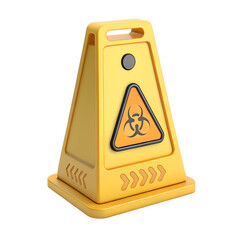 A vibrant yellow biohazard warning cone alerts to hazardous materials and potentially infectious substances, suitable for health, safety, and environmental projects with a transparent background.