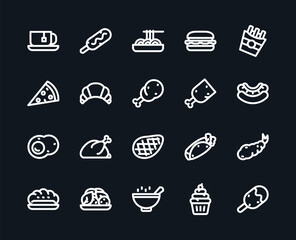 Western Food Black and White Icon for Website and Restaurant Background